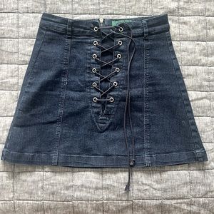 Lace-up Jean Skirt. Size Medium.